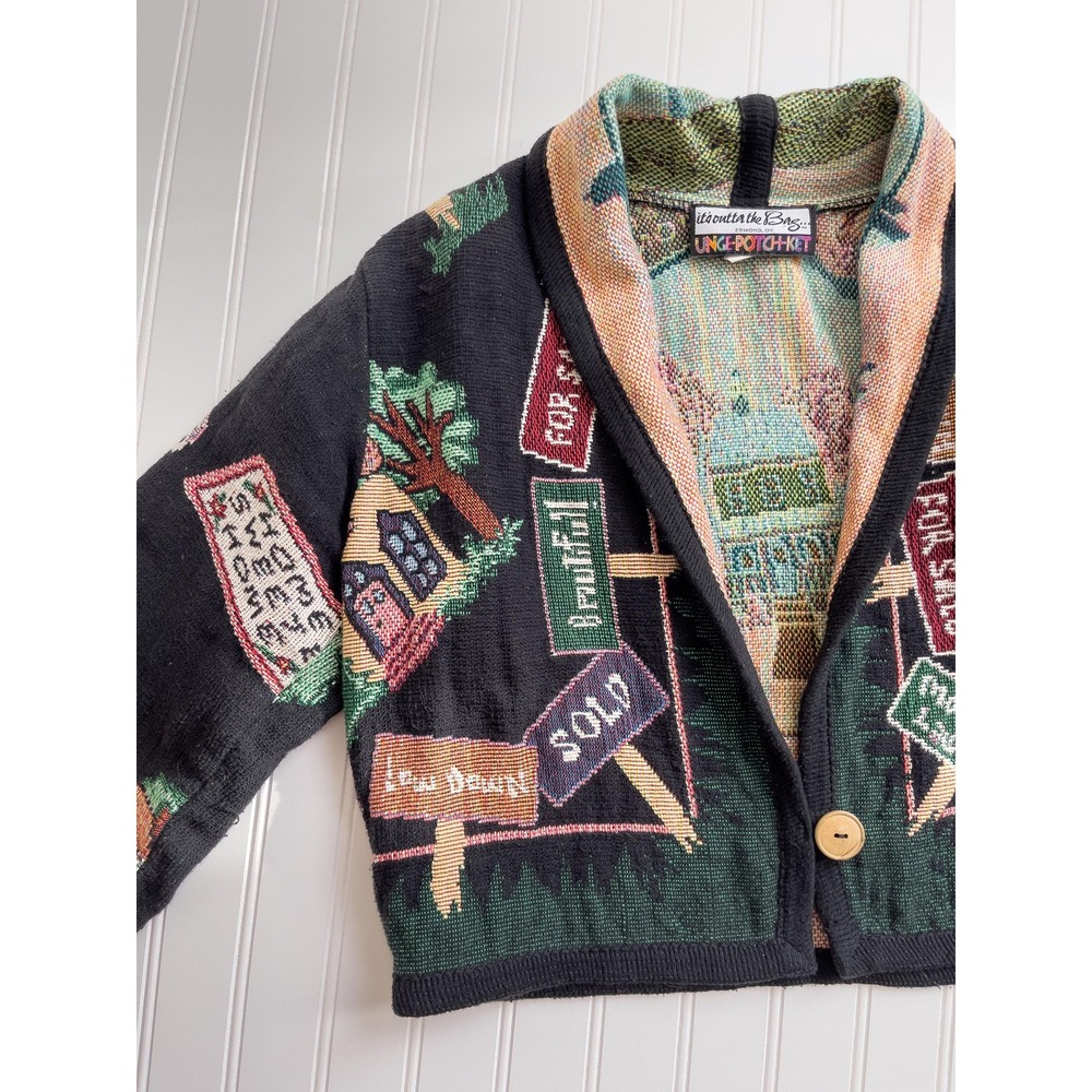 vtg It's‎ Outta The Bag Unge Potch Ket real estate cropped tapestry jacket - Picture 5 of 6